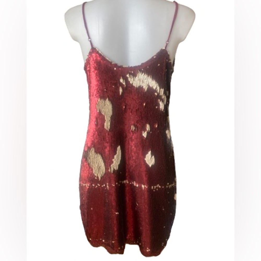 FREE PEOPLE "Time To Shine" Sequin Slip in Deep Metallic Wine Size Large - Picture 7 of 10